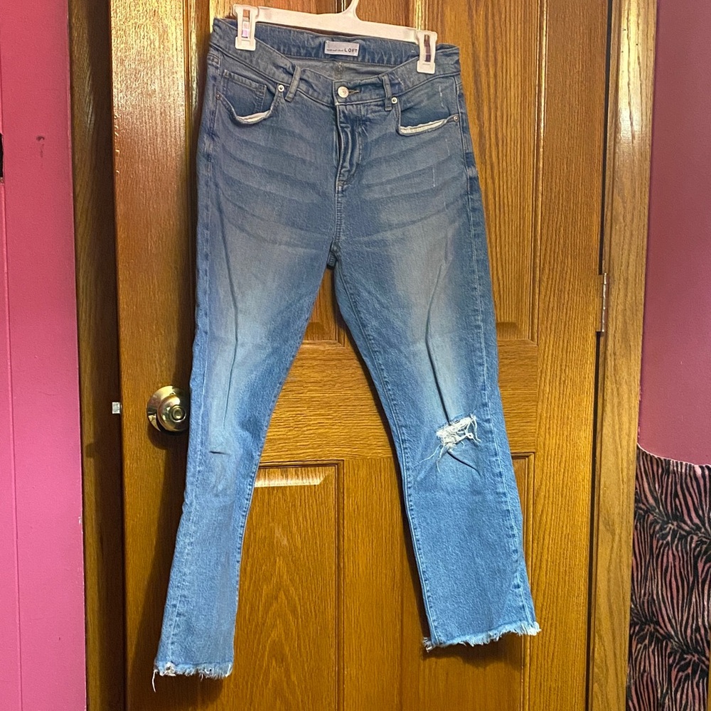LOFT Women's Light Blue Jeans The Straight Crop